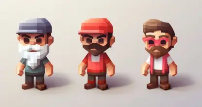 Low-poly 3D game assets