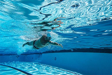 Underwater sports footage