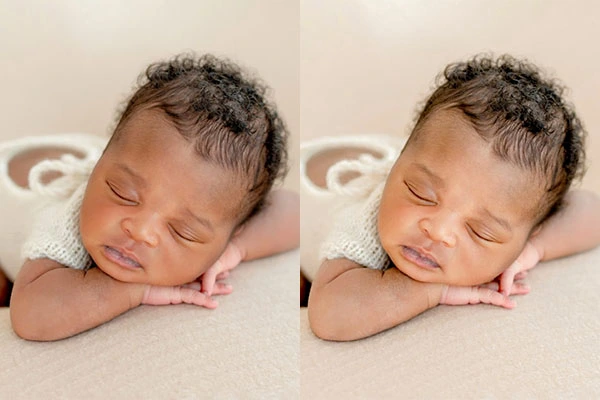 skin color editing in natural baby photo retouching