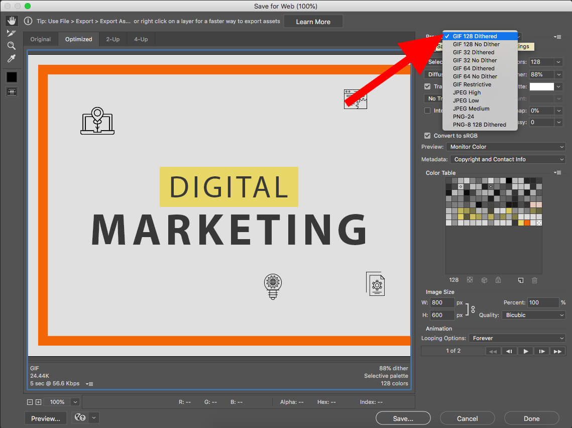 Preset option in photoshop