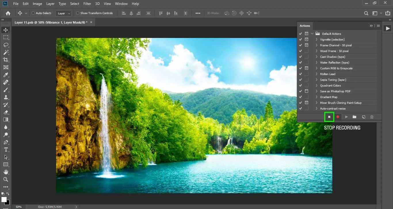 stop recording the Action