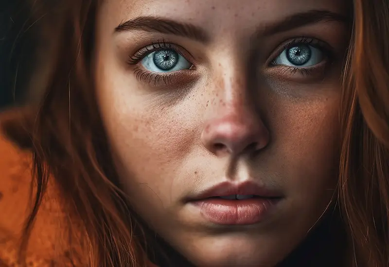 A close-up shot of woman