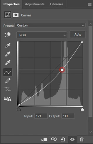 darken and start dragging the curve down slowly