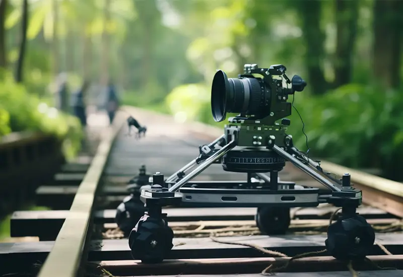 using a dolly to place the camera