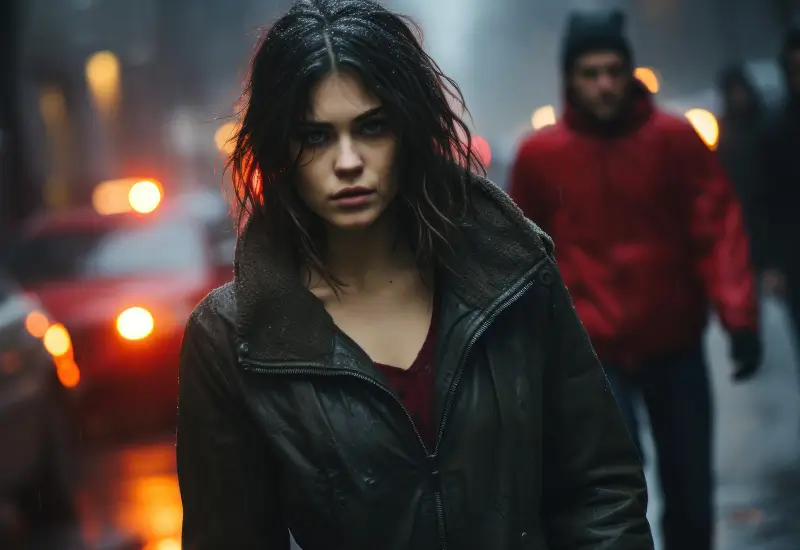 A Dutch angle shot of a person