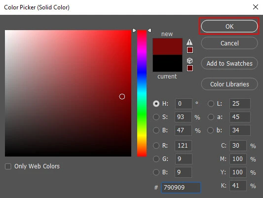 Fill the layer with the color you want to blend in
