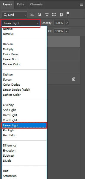 Gaussian Blur filter to Linear Light mode