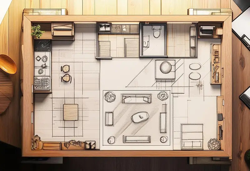 Detailed interior floor plans for home design