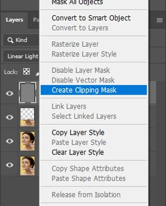 Layer  Create Clipping Mask