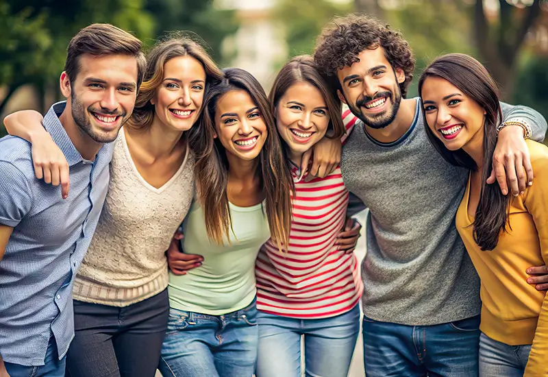 A medium long shot of a group of people