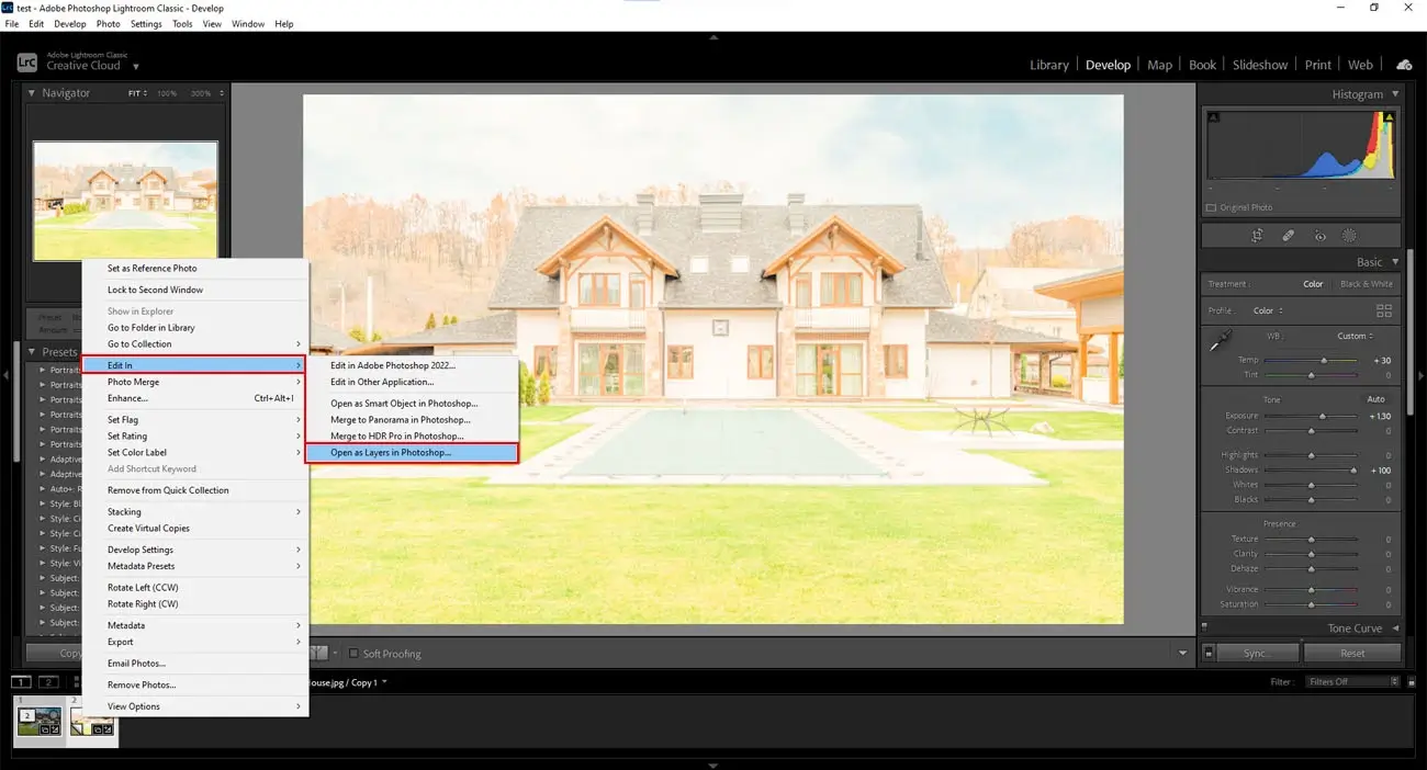 import the photos as layers into Photoshop