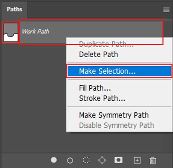 right-clicking & choose Make Selection