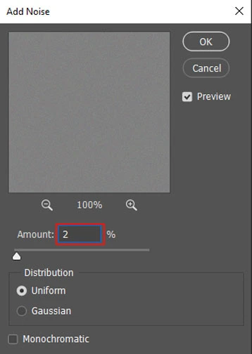 set the noise intensity between 1-4%