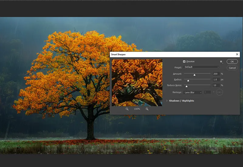 sharpening the image