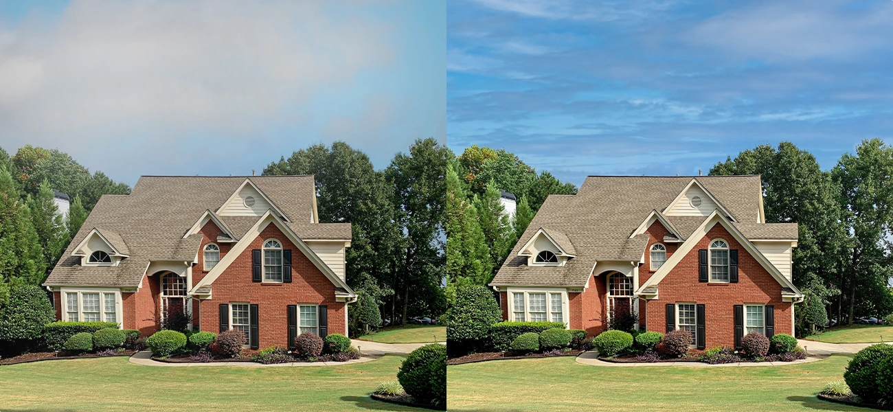 Sky replacement is a great technique to beautify real estate photos