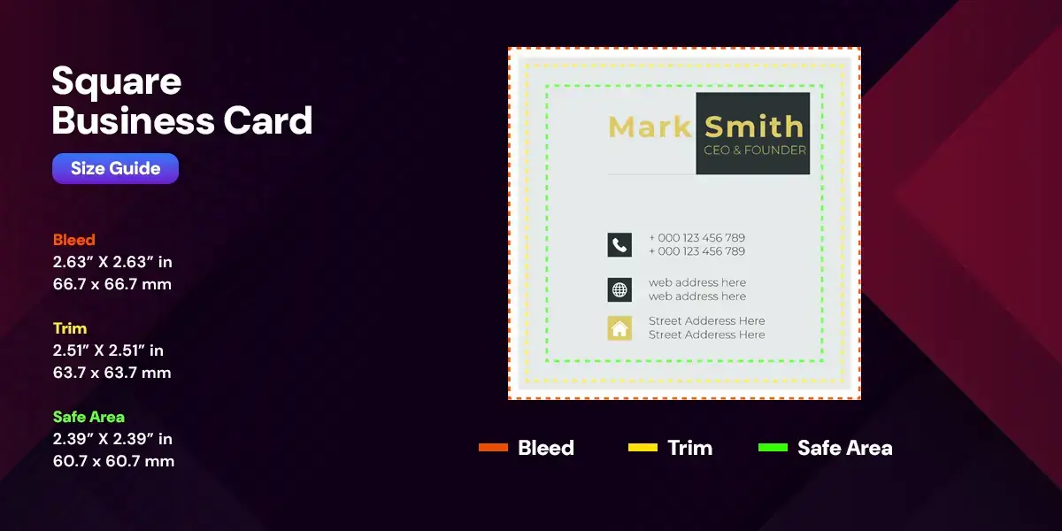 square cards business card dimension