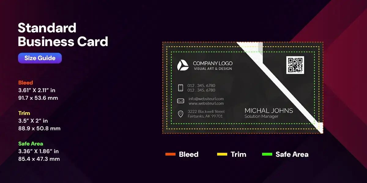 standard size business card dimension