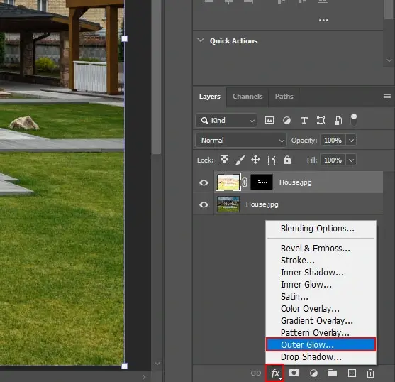 Using the Layer Style incorporate an Outer Glow