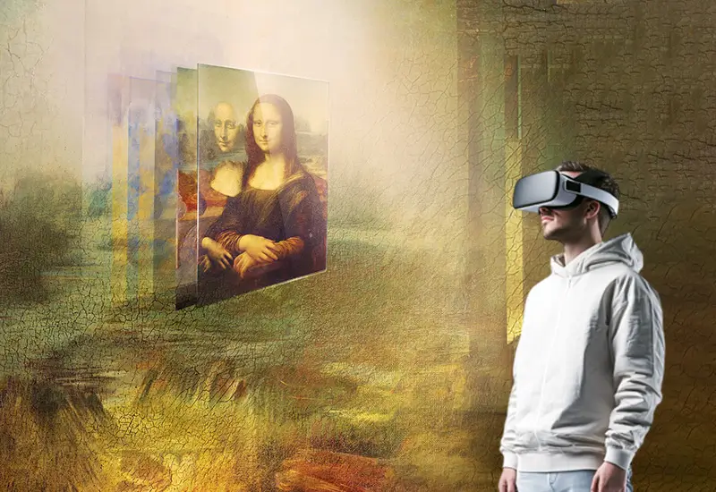 Displaying the various layers in the Mona Lisa using VR at the Louvre